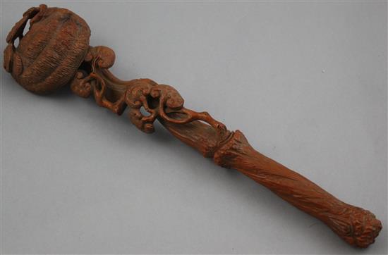 A Chinese wood ruyi sceptre, 35cm